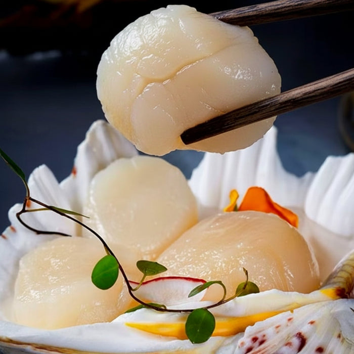 Premium Hokkaido Jumbo Raw Scallop Adductor Muscle – Sashimi Grade Frozen Scallops (1Kg)