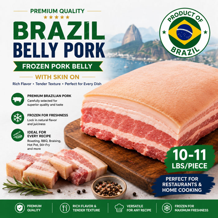 Brazilian Pork Belly – Premium Frozen Pork Belly Cut (10–11 lbs/Piece)