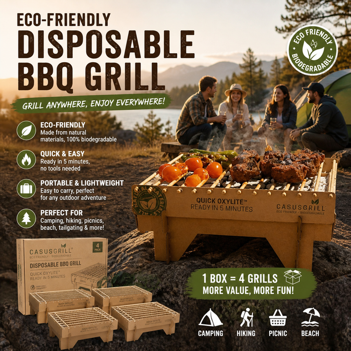 Eco-Friendly Disposable BBQ Grill – 4 Pack Camping Set