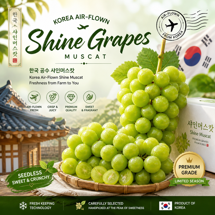 Premium Korean Shine Grapes (1Kg)