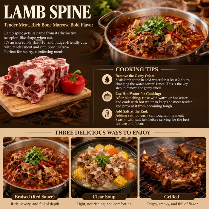 Frozen Meaty Lamb Lion Bone Spine (Yang Xie Zi) – Rich Flavor, Tender Meat & Bone Marrow Delight