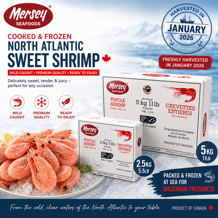 Mersey Wild Canadian Arctic Sweet Shrimp – Cooked & Frozen