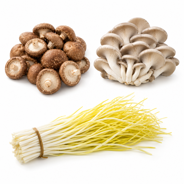 BC Local Farm Fresh Selection – Shiitake, Oyster Mushroom & Yellow Chives