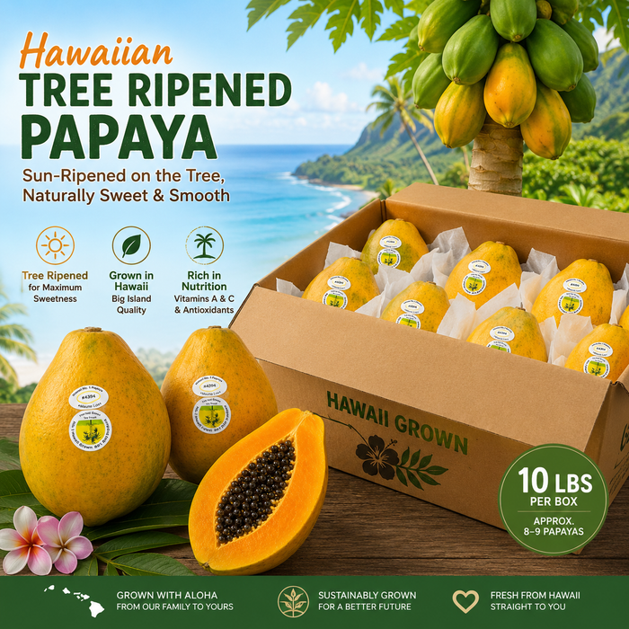 Tree-Ripened Premium  HAWAII Papaya – Air-Flown Fresh  (8/9CT/10 lbs)
