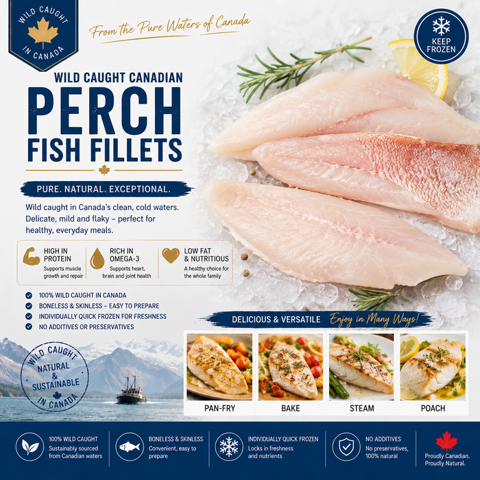Canadian Wild-Caught Perch Fish Fillets – Boneless Frozen Fillets Rich in Omega-3