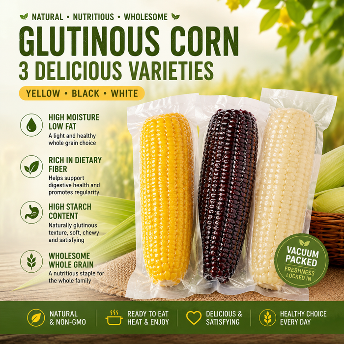 Premium Glutinous Corn Selection – Yellow, Black & White Waxy Corn