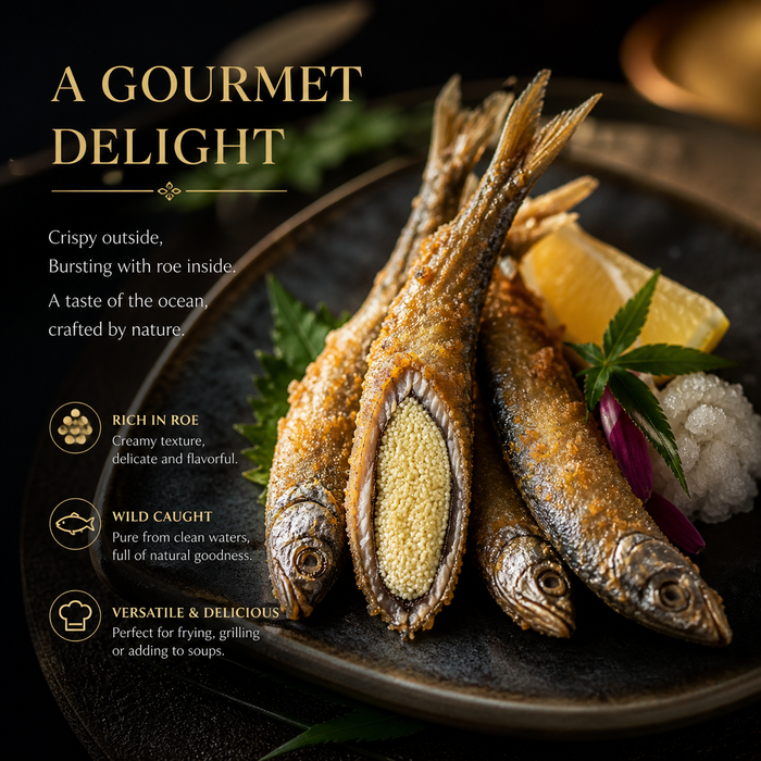 Frozen Capelin (Smelt) – Full of Roe, 9kg/Box – Wild Caught