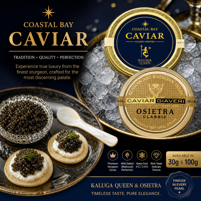 Coastal Bay Caviar – Premium Osietra & Kaluga Selection (30g / 100g)
