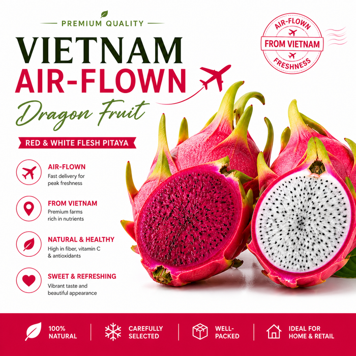 Vietnam Air-Flown Dragon Fruit – Premium Red & White Flesh Pitaya