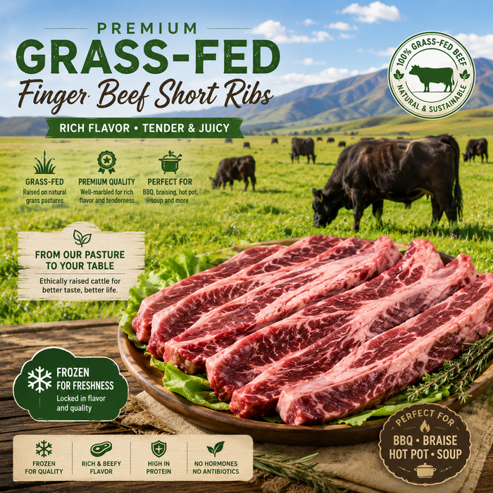 Frozen Grass-Fed Finger Beef Short Ribs/Meat , 2Kg (4.4 lbs)/Bag
