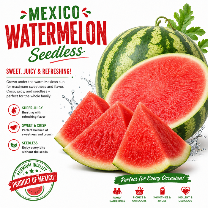 Mexico Seedless Watermelon – Sweet Juicy Red Flesh