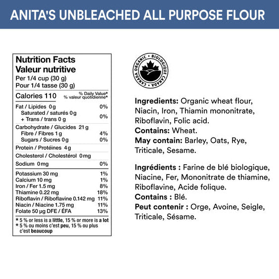 🇨🇦 Anita’s Organic White Unbleached Flour 10kg (22 lbs)