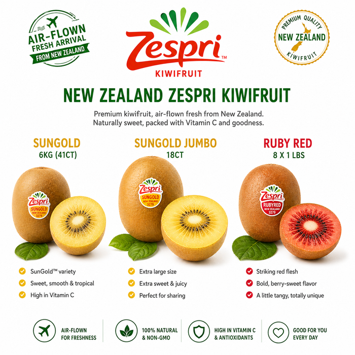 New Zealand Zespri Gold & SunGold™ Jumbo & Ruby Red Kiwifruit (Air-Flown Fresh)